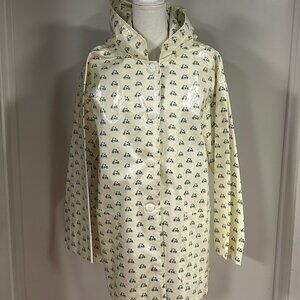 Bicycles, Bicycles Bright Navy on Brilliant White Button Up All-Weather Coat